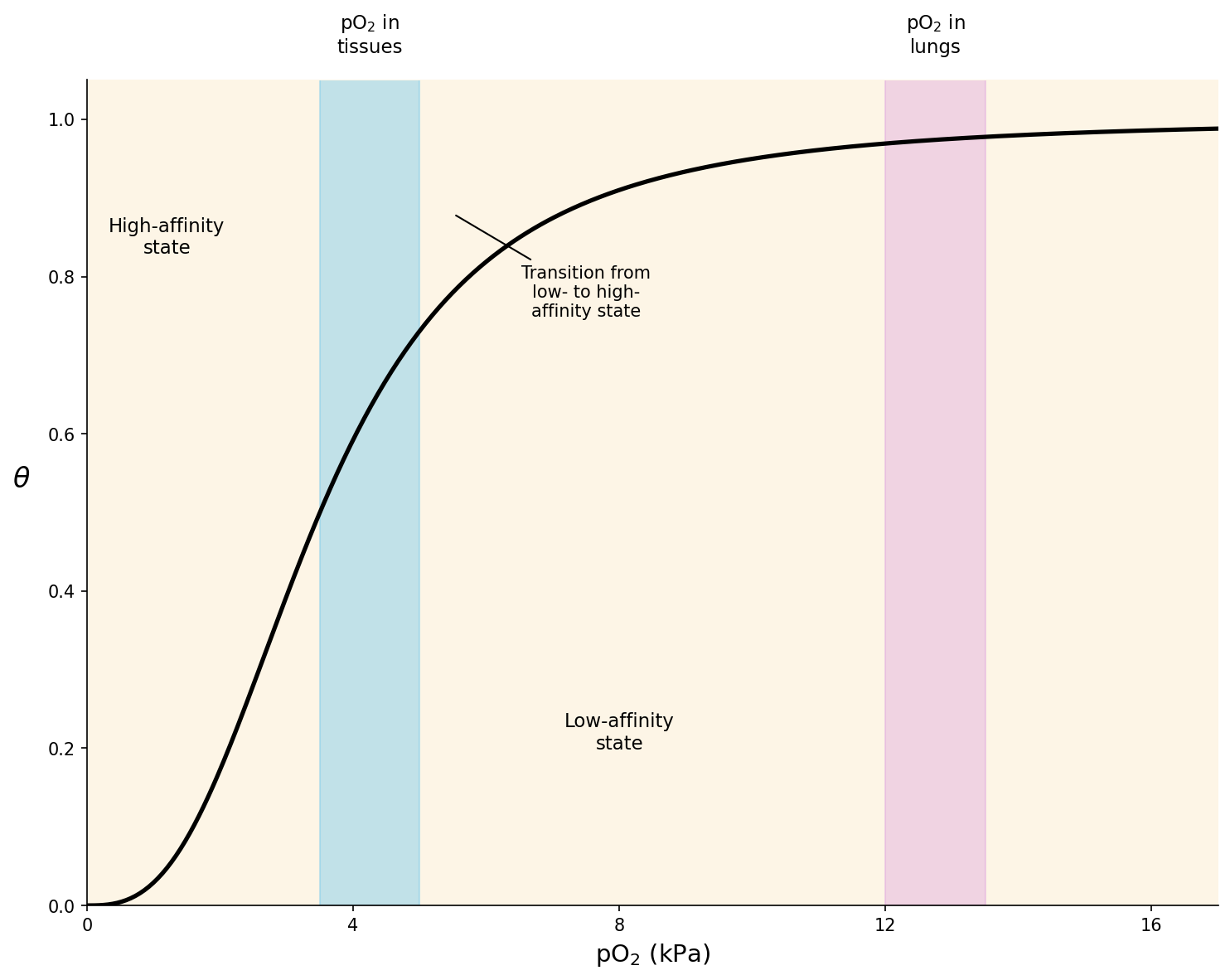 A sigmoid (cooperative) binding curve